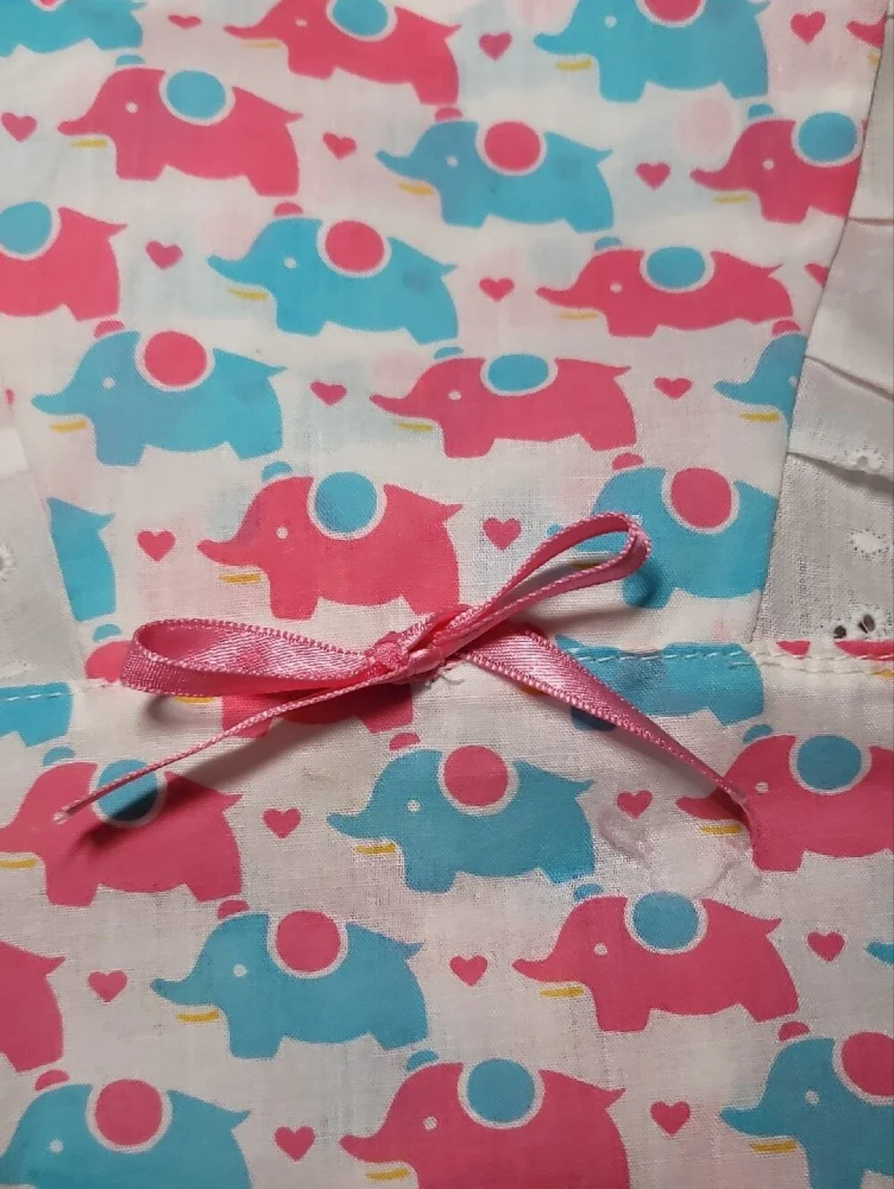 Baby Girls Pink & Blue Elephant Ruffle One-Piece